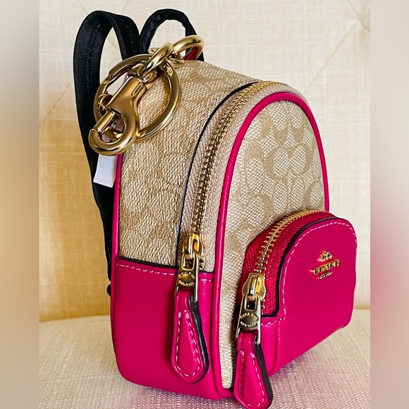 NWT Coach mini court Backpack charm in Signature Canvas - Picture 5 of 8